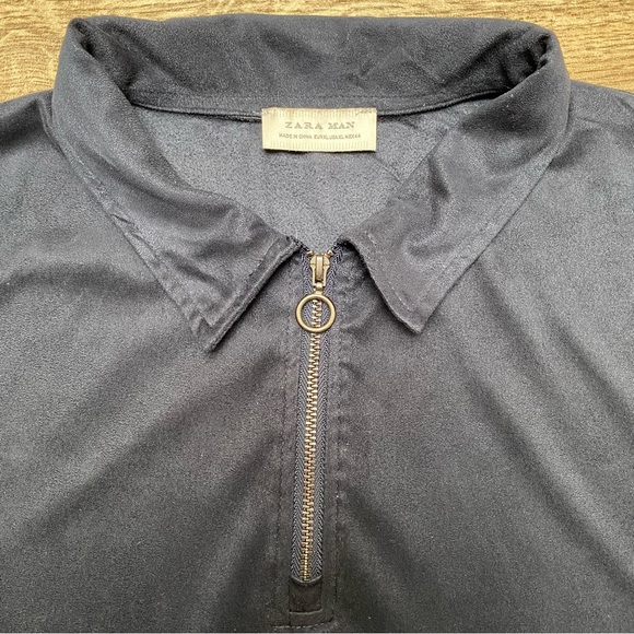 Zara Man Velour Zip Polo Shirt - Picture 12 of 15